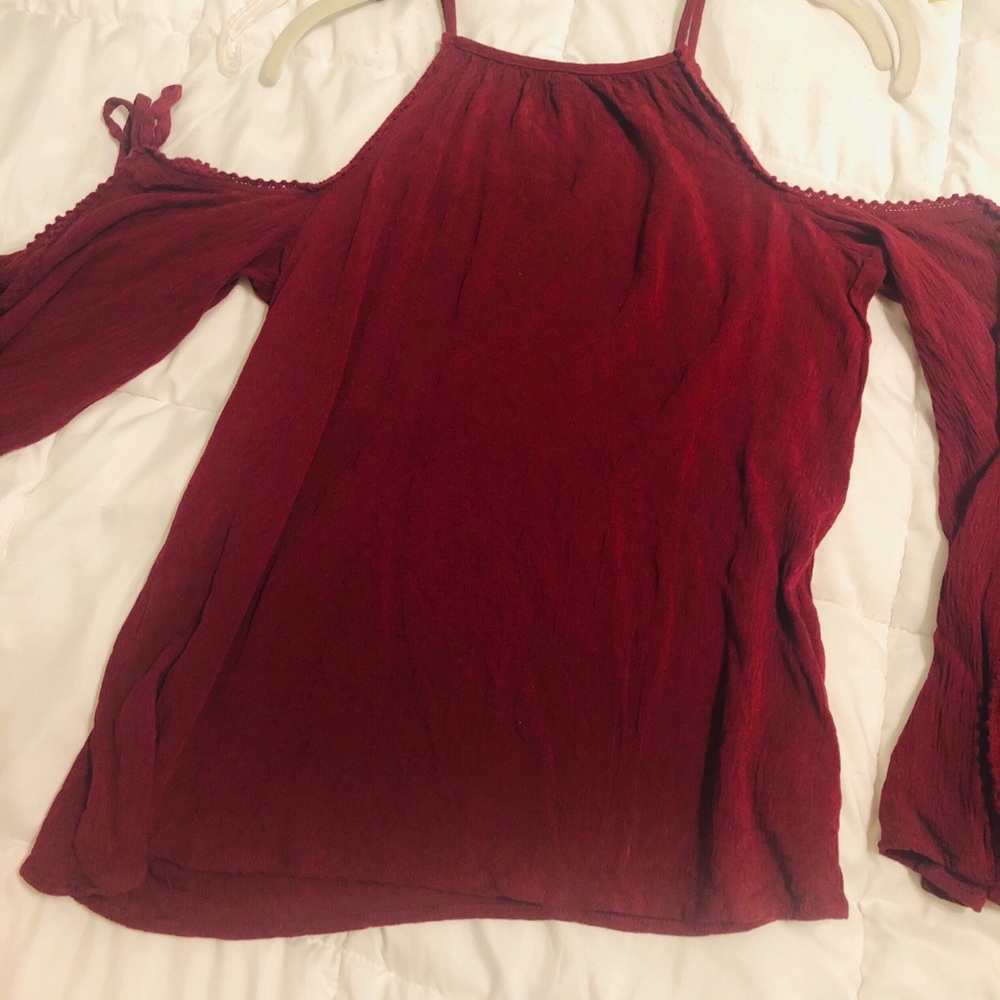 Burgundy Cold Shoulder Top